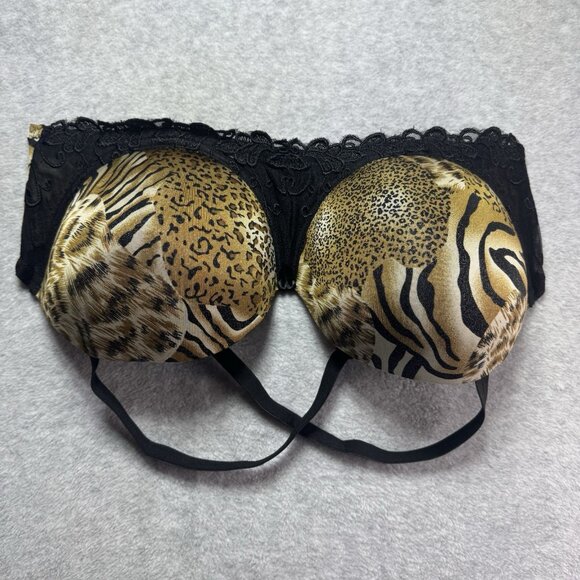 Amoureuse 46C Bra Leopard Lace Underwire Strapless & Multi-Way Straps Shimmer - Picture 10 of 10